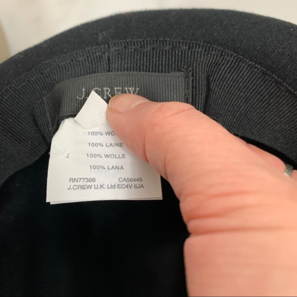 J Crew Black Wool Fedora Hat Grosgrain Ribbon S/M - Picture 6 of 8